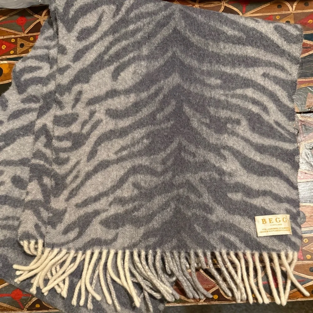 BEGG & CO Scotland Angora and Lambswool Large Animal Print Scarf